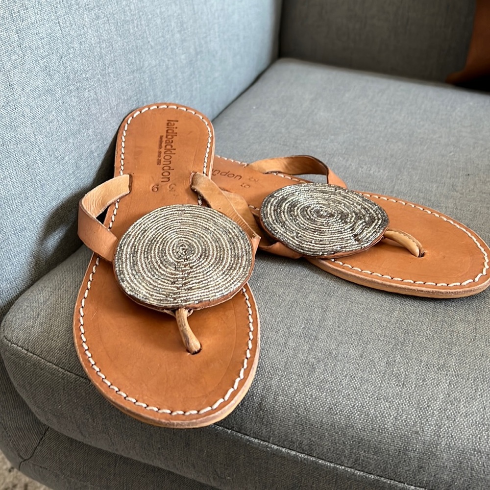 Laidback London Doli Flat Light Brown Silver size EU 39
